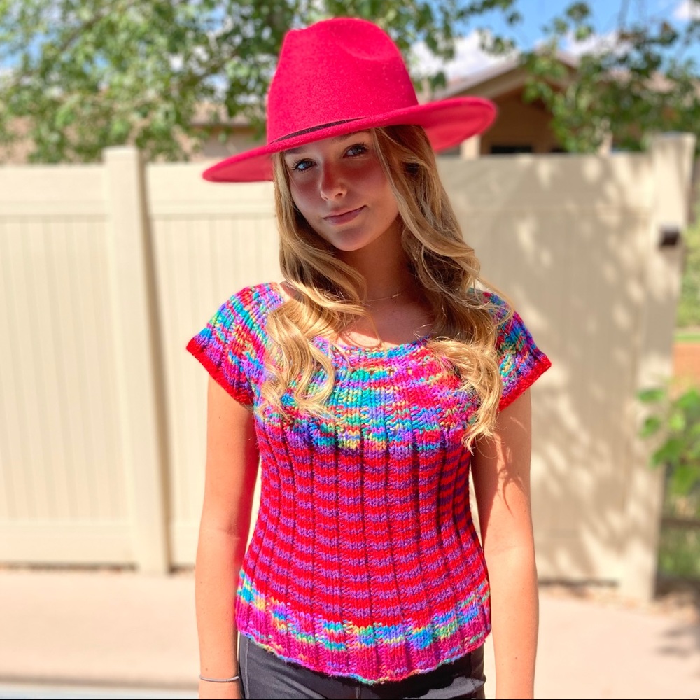 Vintage Hand Crochet Short Sleeve Sweater